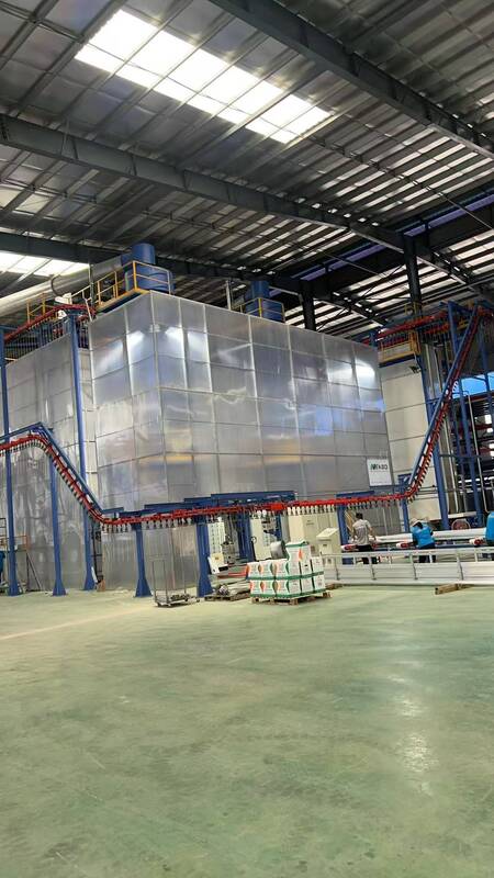 Chain Speed Adujstable Conveying UnLoading Area System Customized Parameter for Customers  Vertical Powder Coating Line for Aluminum Profiles